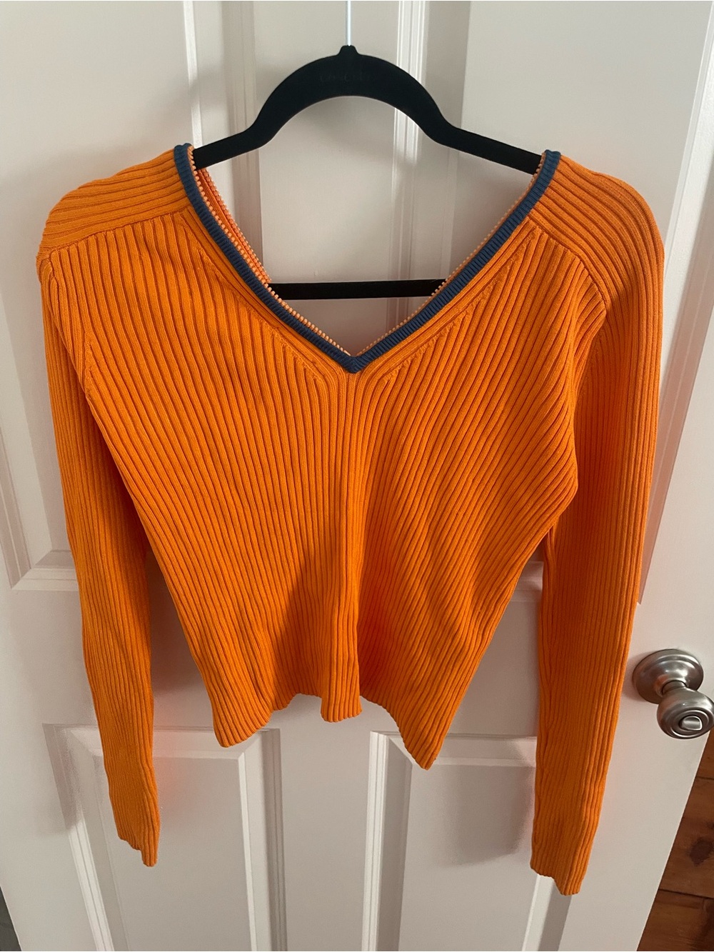 Diesel Orange Ribbed Zip Top with Navy Trim - Picture 5 of 9